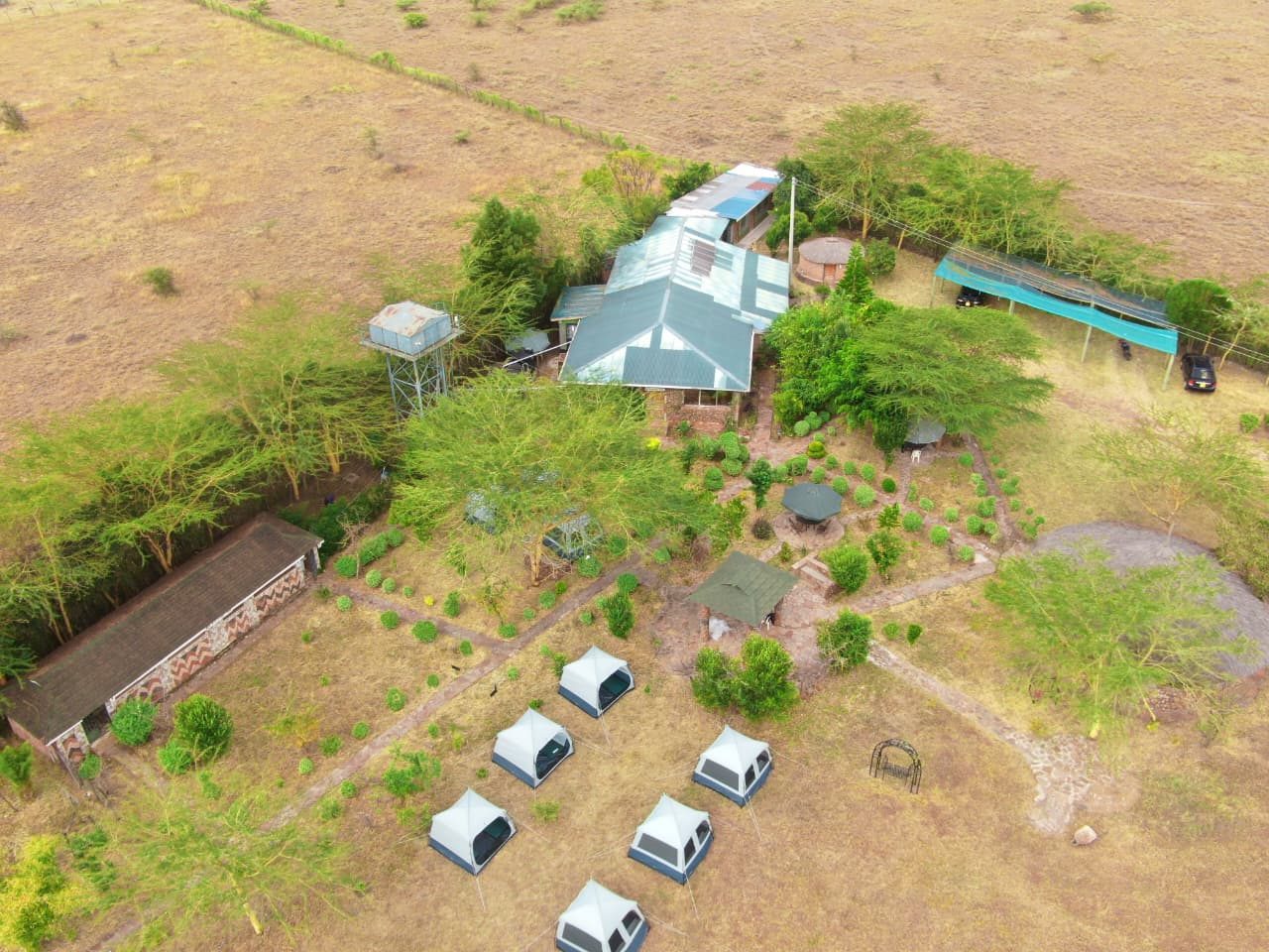 Aerial view of Mara Silalei Camp and its grounds